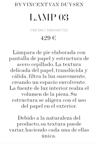 Lámpara de pie Zara Home diseño