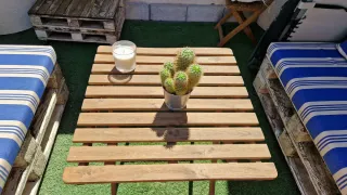 Mesa y 2 sillas balcón/terraza madera