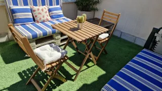 Mesa y 2 sillas balcón/terraza madera