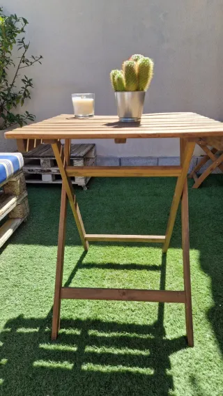 Mesa y 2 sillas balcón/terraza madera