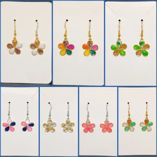 Pendientes de flor de acero inoxidable, de resina