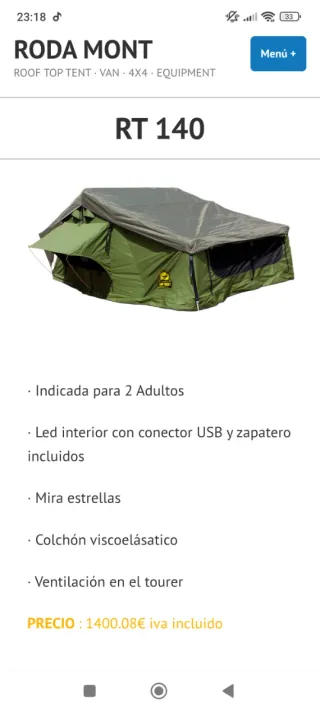 Tienda de techo Rodamont RT 140 Classic