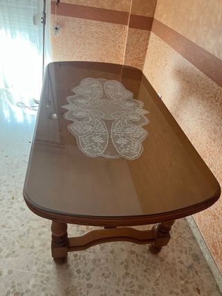 Tavolo da pranzo in legno di ulivo estensibile e 6 sedie