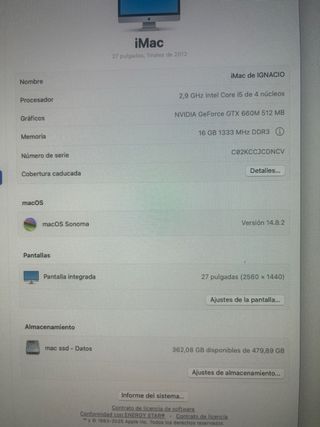 iMac 2012 16GB RAM 500GB SSD