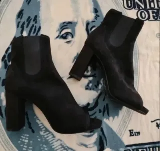 Botines Peep Toe Elásticos Negros Talla 38