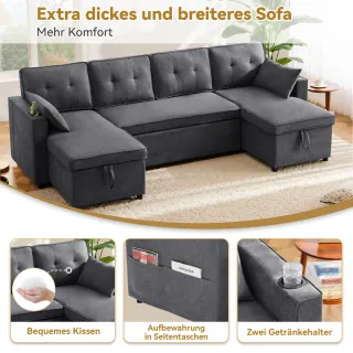 Sofá cama beige de tela de alta calidad