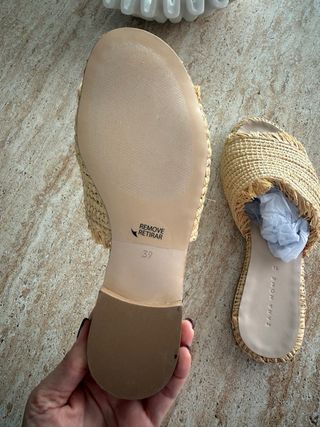 Sandalias Zara Home rafia flecos beige