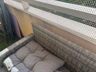 Conjunto de jardín ratán mesa cristal