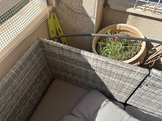 Conjunto de jardín ratán mesa cristal