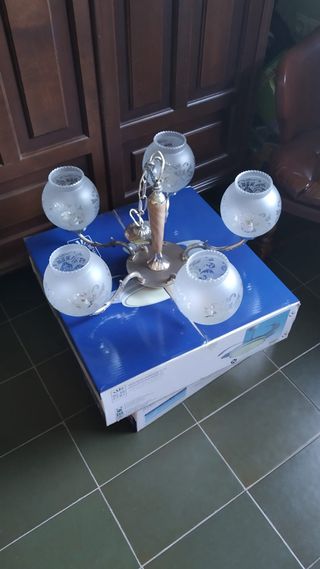 Lámpara de techo de cristal plateada