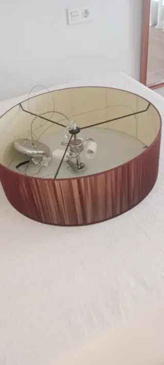 Lámpara de techo de tela y cristal
