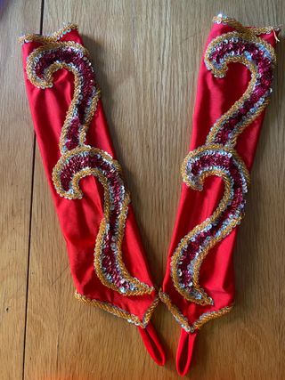 Falda danza del vientre roja y dorada