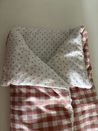 Saco para carrito bebé cuadros rosa
