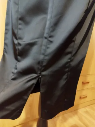 Vestido Zara Raso Negro Lápiz Talla M