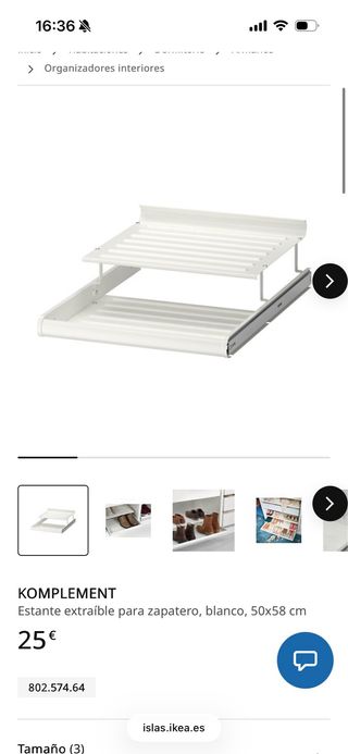 Zapatero Ikea Pax Metal Blanco, 3unidades