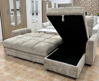 Sofá Cama 3 Plazas con Arcón beigue