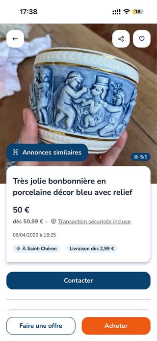 Macetero Vintage Capodimonte Relieves