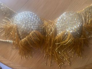 Top Danza Oriental Dorado con Flecos