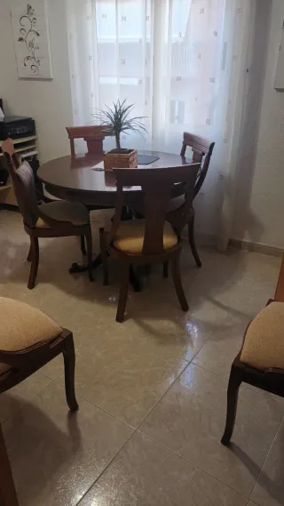 Mesa comedor extensible + 6 sillas madera maziza