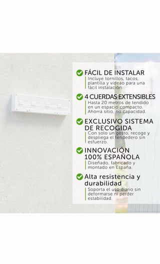 Tendedero Pared 4 Cuerdas Retráctiles