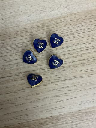 Bottoni Chanel Cuore Blu Oro Vintage