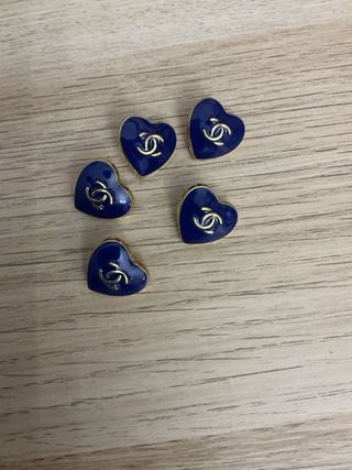 Bottoni Chanel Cuore Blu Oro Vintage