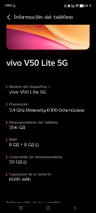 Vivo 50 Lite 5G Negro/Multicolor
