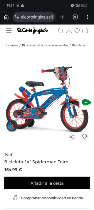 Bici Spiderman 3-5 años
