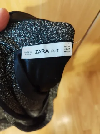 Vestido largo plateado Zara Talla M