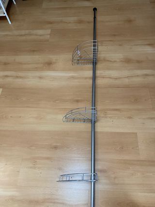 Barra de baño telescópica con 3 estantes