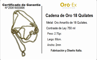 CADENA DE ORO DE 18 QUILATES - 18 KILATES