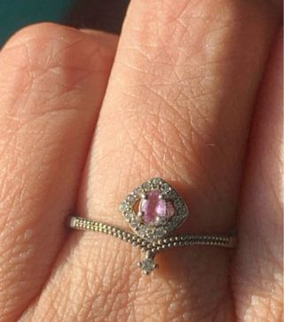 Anillo Plata Zafiro Rosa y Circonitas