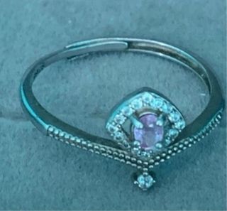 Anillo Plata Zafiro Rosa y Circonitas