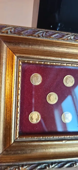 Monete d'oro 8 carati in cornice