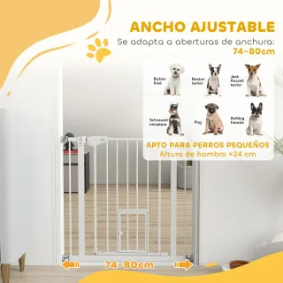 Barrera Seguridad PawHut Extensible 74-80cm Blanca