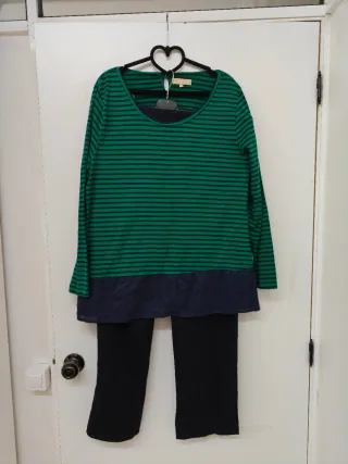 Conjunto de Pantalón Zara+ Camiseta de rayas.