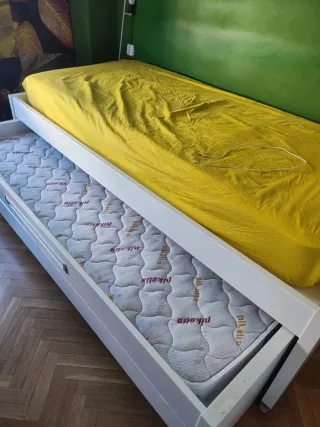Cama nido 90x190cm blanca con cajones