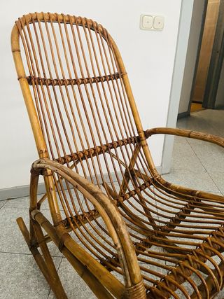 MECEDORA BAMBÚ RATAN ANTIGUA VINTAGE SILLÓN MARRON