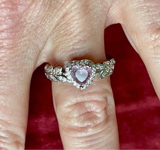 Anillo Plata 925 Corazón Rosa Circonitas