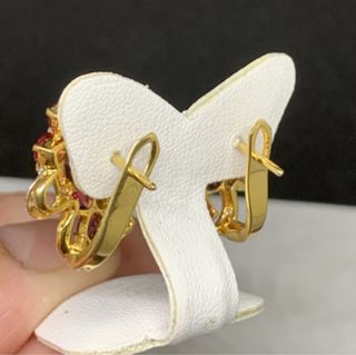 Pendientes Vintage Rubíes Naturales y Diamante Oro