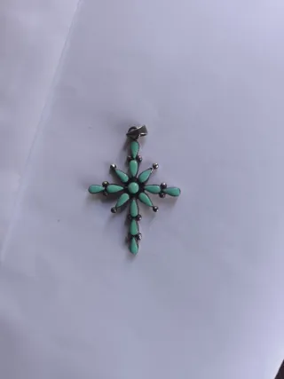 Colgante Cruz Plata Turquesa