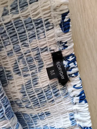 Vestido largo estampado floral azul y blanco