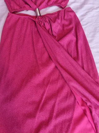 Vestido sexy fucsia brillo talla única