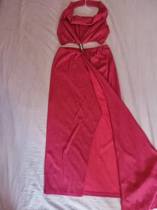 Vestido sexy fucsia brillo talla única