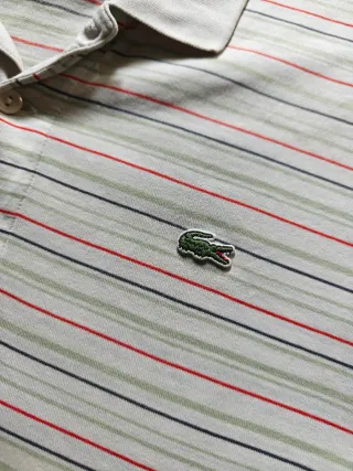 Polo Lacoste blanco Rayas Talla XL