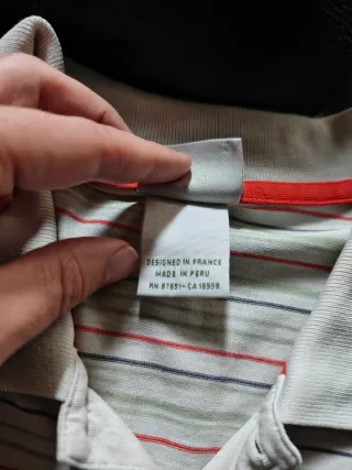 Polo Lacoste blanco Rayas Talla XL