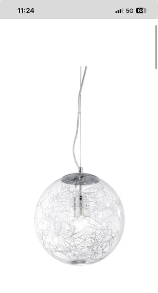 Lampada sfera vetro trasparente e metallo