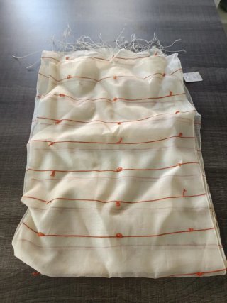 Chal de seda natural naranja y blanco