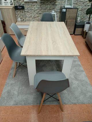 OFERTA DE CONJUNTO DE MESA/COMEDOR + 4 SILLAS