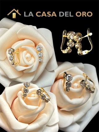 Pendientes Circonitas en Vertical Oro 18kt